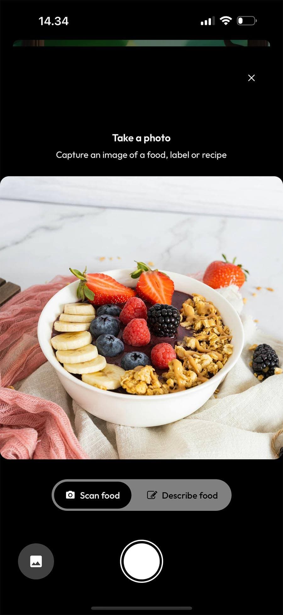 Scanner de alimentos com IA da Pureo