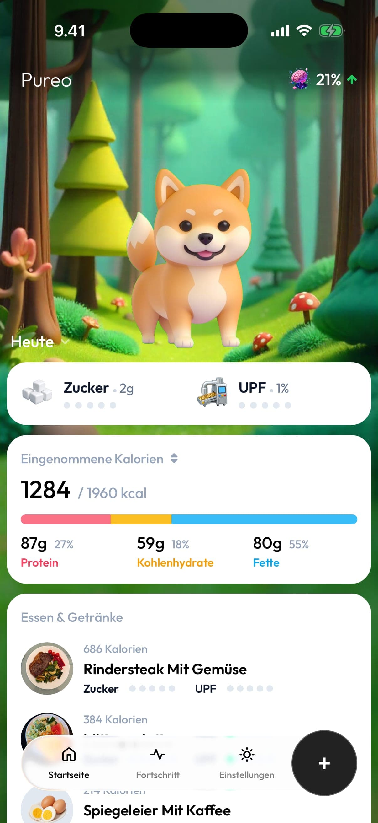 Pureo Kalorien- und Proteintracking