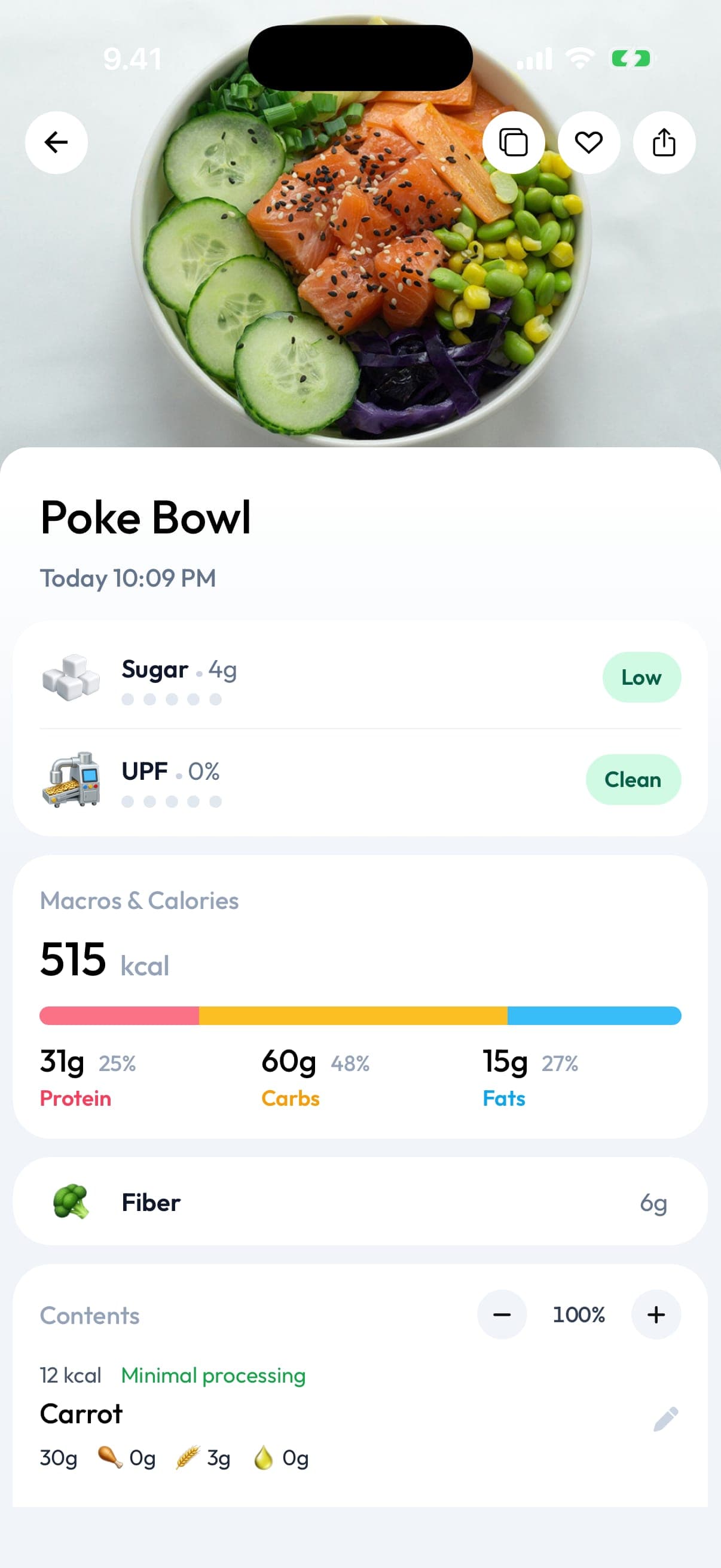 Pureo meal with its sugar and UPF rating